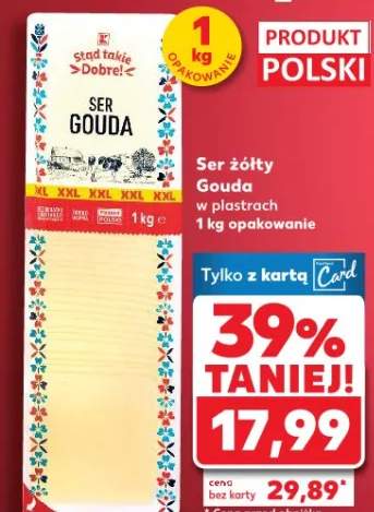 Ser żółty Gouda w plastrach