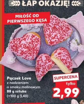 Pączek Love z nadzieniem o smaku malinowym