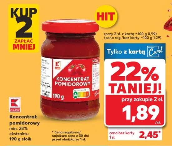 Koncentrat pomidorowy min. 28% ekstraktu