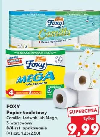 Papier toaletowy Camilla, Jedwab lub Mega, 3-warstwowy 8/4 szt. opakowanie