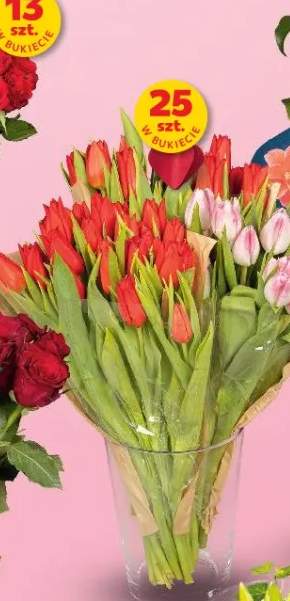 Tulipany walentynkowe czerwone lub różowe, dł. 35 cm