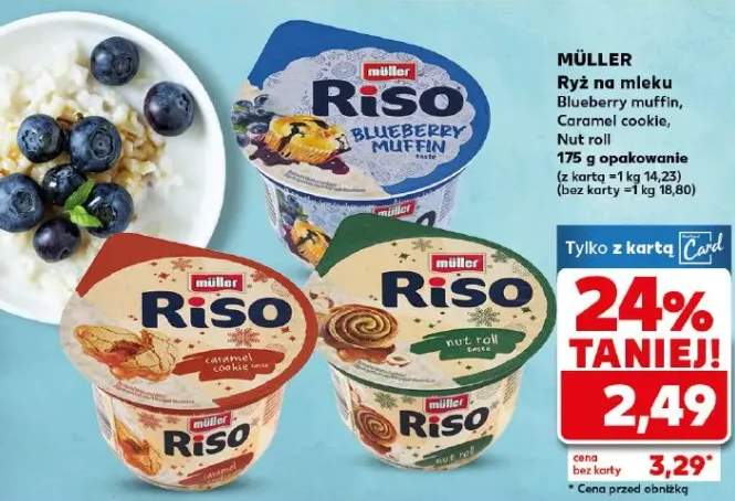 Ryż na mleku Blueberry muffin, Caramel cookie, Nut roll