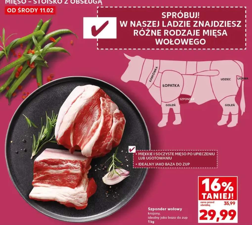 Szponder wołowy krajony, idealny jako baza do zup