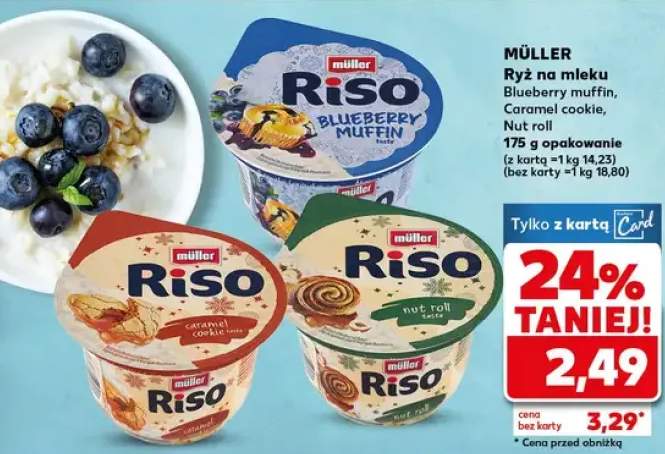 Ryż na mleku Blueberry muffin, Caramel cookie, Nut roll