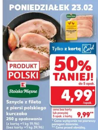 Sznycle z fileta z piersi polskiego kurczaka pieczone/marynowane