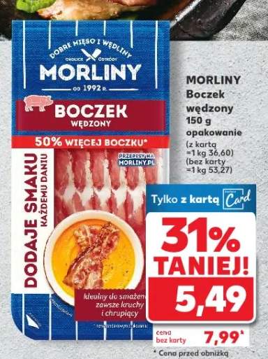 Boczek wędzony 50% więcej boczku