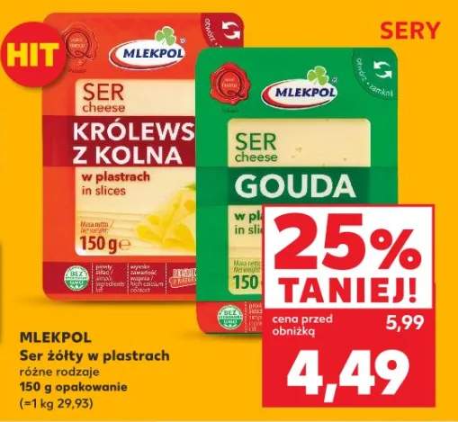 Ser cheddar w plastrach różne rodzaje