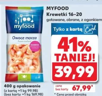 Krewetki 16-20 gotowane, obrane z ogonem