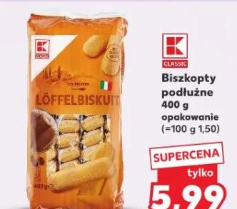 Biszkopty podłużne 400g opakowanie (=100 g 1,50)