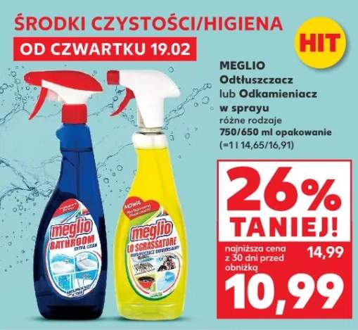 Środek czyszczący Odtłuszczacz lub Odkamieniacz w sprayu różne rodzaje