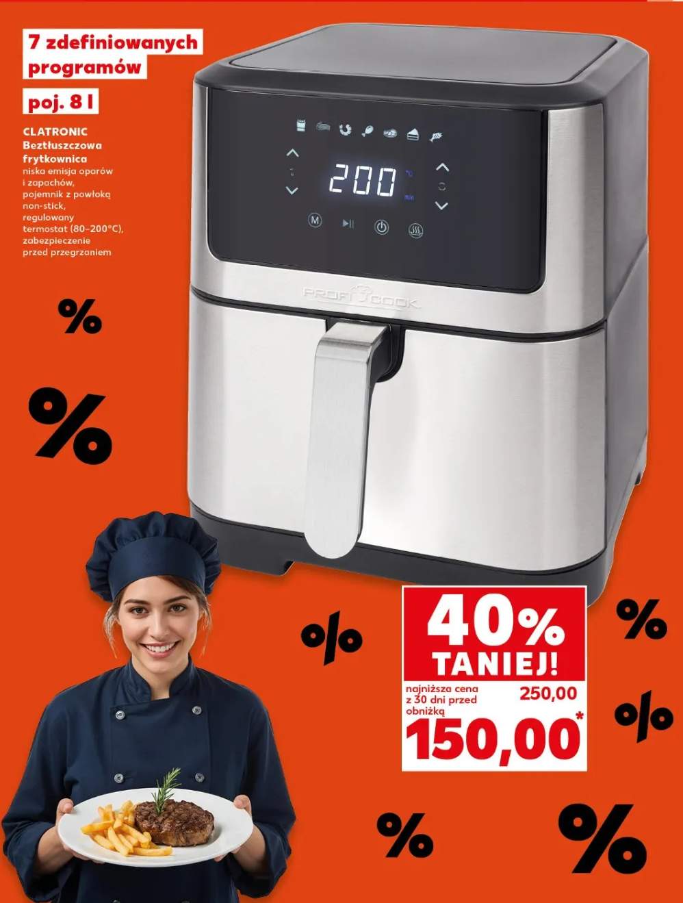 Bezttuszczowa frytkownica pojemnik 8 l