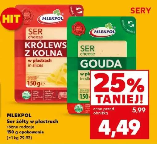 Ser żółty w plastrach różne rodzaje