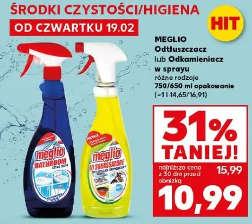Odtłuszczacz lub Odkamieniacze w sprayu różne rodzaje Meglio