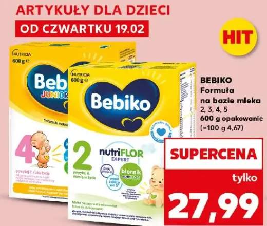 Formuła na bazie mleka 2, 3, 4, 5 600 g opakowanie