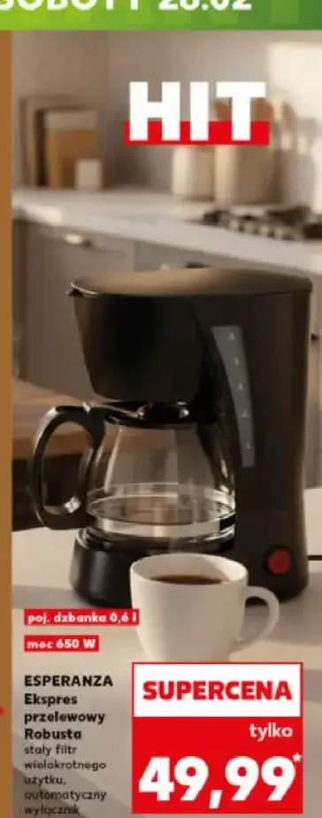 Ekspres przelewowy Robusta stały filtr wielokrotnego użytku, automatyczny wyłącznik