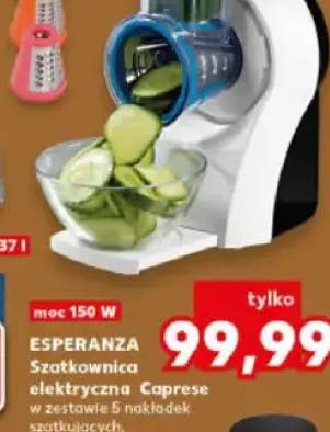 Szatkownica elektryczna Caprese w zestawie 5 nakładek szatkujących, kompaktowy rozmiar