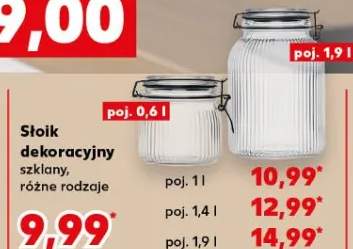 Słoik dekoracyjny szklany, różne rozmiary poj. 1.9l