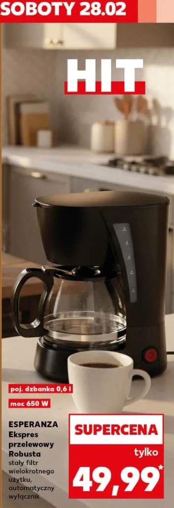 Ekspres przelewowy Robusta stały filtr wielokrotnego użytku, automatyczny wyłącznik