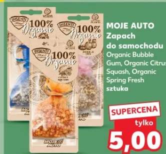 Zapach do samochodu Organic Bubble Gum, Organic Citrus Squash, Organic Spring Fresh