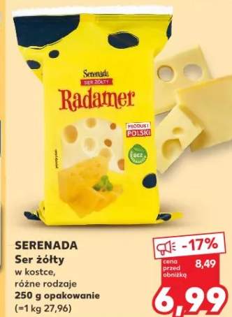 Ser żółty w kostce różne rodzaje 250g opakowanie