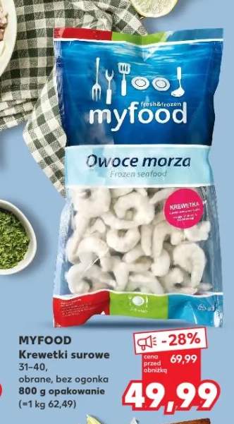 Krewetki surowe 37-40 obrane bez ogonka 800g opakowanie