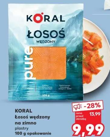 Łosoś wędzony na zimno plastry 100g opakowanie