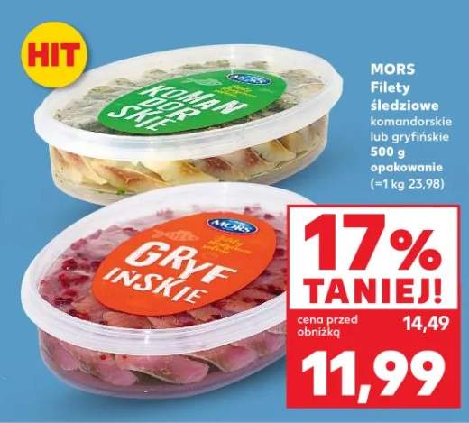 Filety śledziowe komandorskie lub gryfińskie 500g opakowanie