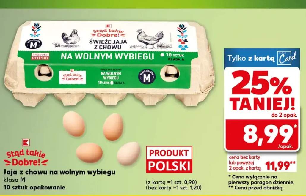 Jaja z chowu na wolnym wybiegu klasa M