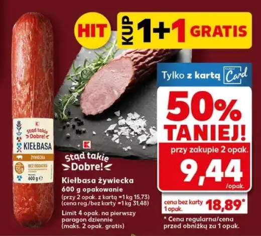 Kiełbasa żywiecka 600g opakowanie