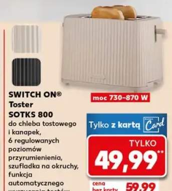 Toster SOTKS 800 do chleba tostowego i kanapek, 6 regulowanych poziomów przypieczenia, szuflada na okruchy, funkcja automatycznego wyrzucania tostów