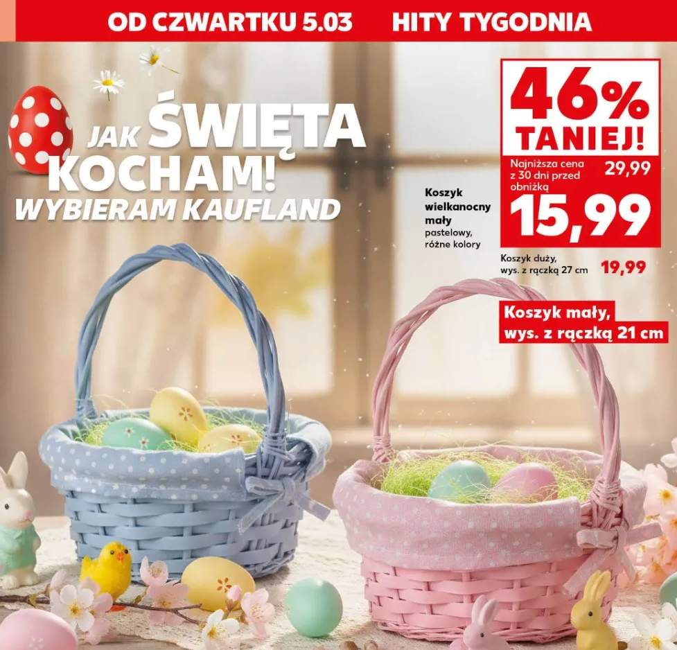 Koszyk wielkanocny mały pastelowy, różne kolory