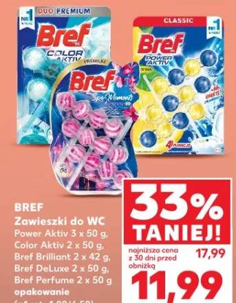 Zawieszki do WC Power Activ 2 x 50 g, Color Aktiv 2 x 50 g, Bref Brilliant 2 x 50 g, Bref DeLuxe 2 x 50 g, Bref Perfume 2 x 50 g