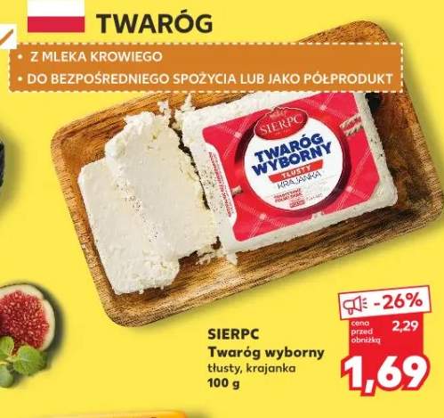 Twaróg wyborny tłusty, krajanka