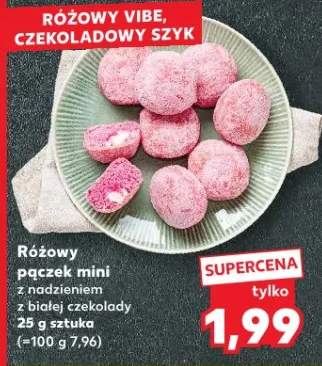 Różowy pączek mini z nadzieniem z białej czekolady