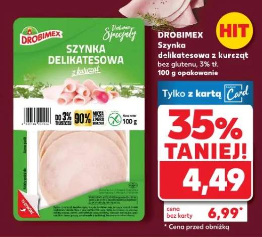 Szynka delikatesowa z kurcząt bez glutenu 3% tł.