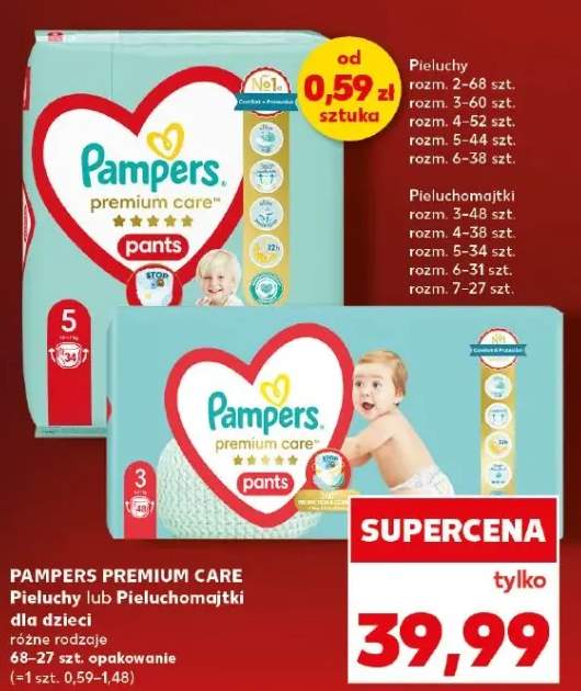 Pieluchy Pampers Premium Care lub pieluchomajtki dla dzieci różne rodzaje