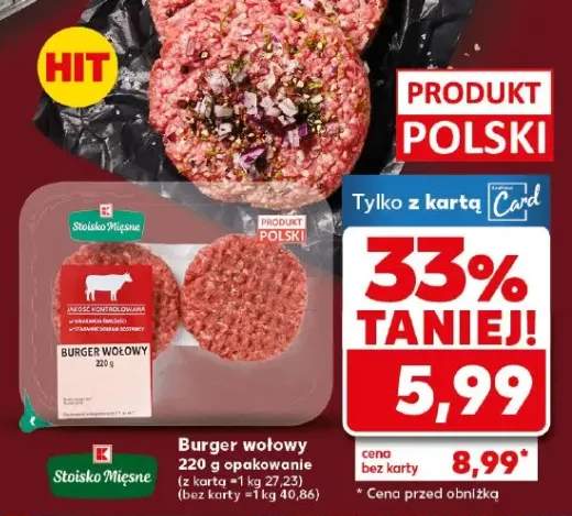 Burger wołowy opakowanie