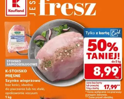 Szynka wieprzowa bez kości, idealna do pieczenia lub na steki, opakowanie vacuum