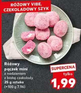 Różowy pączek mini z nadzieniem z białej czekolady