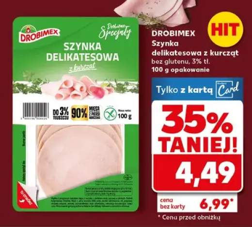 Szynka delikatesowa z kurcząt bez glutenu, 3% tł.