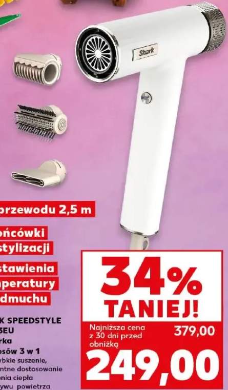 Suszarka do włosów 3 w 1 HD333EU ultraszybkie suszenie, inteligentne dostosowanie ustawienia ciepła i przepływu powietrza