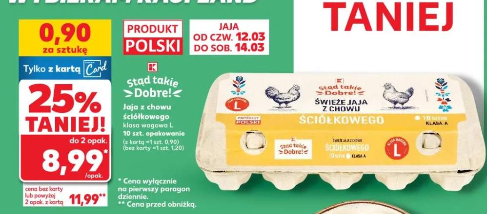 Jaja z chowu ściółkowego klasa wagowa L 10 szt. 