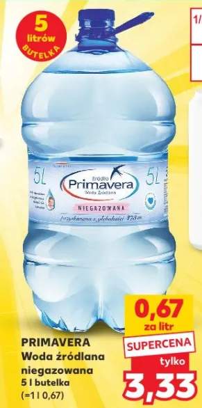 Woda źródlana niegazowana Primavera