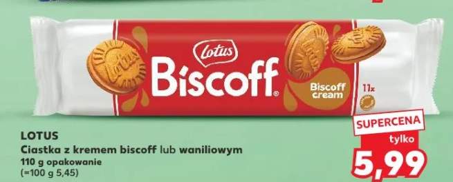 Ciastka z kremem biscoff lub waniliowym 110g opakowanie