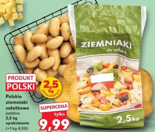 Polskie ziemniaki sałatkowe jadalne 2,5kg opakowanie