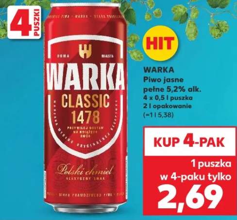 Piwo jasne pełne 5,2% alk.