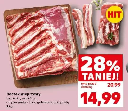 Boczek wieprzowy bez kości, ze skórą, do pieczenia lub do gotowania z kapustą