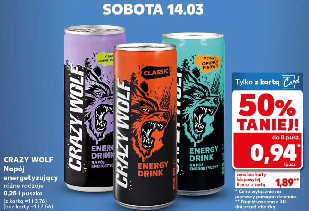 Napój energetyzujący różne rodzaje