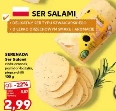 Ser Salami zioła-czosnek, pomidor-bazylia, pieprz-chili