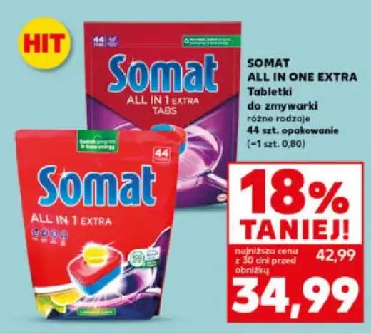 Tabletki do zmywarki all in one extra różne rodzaje 44szt. opakowanie